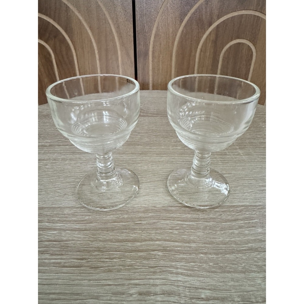Set of 2 vintage Anchor Hocking Manhattan Art Deco Cordial Sherry Wine Glasses